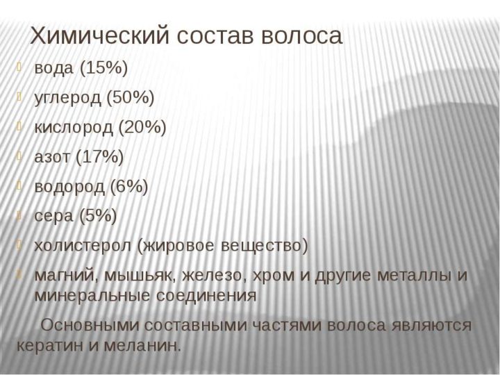 Химический состав волоса: биохимия волос, из чего состоят волосы