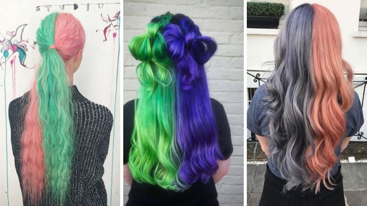 волосы пол 3. радужные волосы под волосами. обесцвечивание волос на половину головы. волосы пол 3. гидропластика паул митчелл.